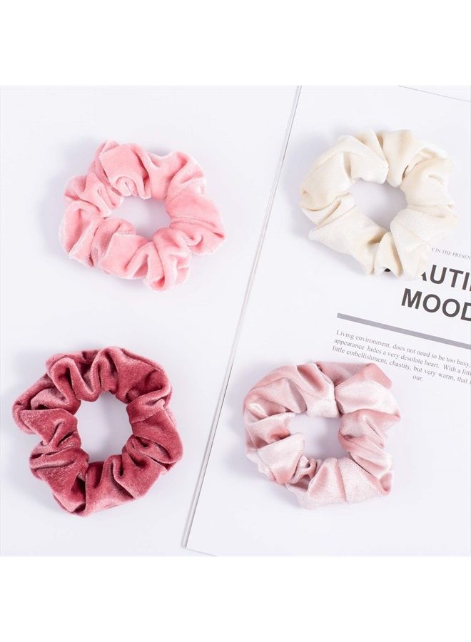 Whaline 12Pcs Blush Theme Hair Scrunchies Velvet Elastics for Women Pink Bobbles Soft Lovers Scrunchy Classic Elastic Thick Hair Bands Ties Gifts for Women Teenage Girls - Image 4
