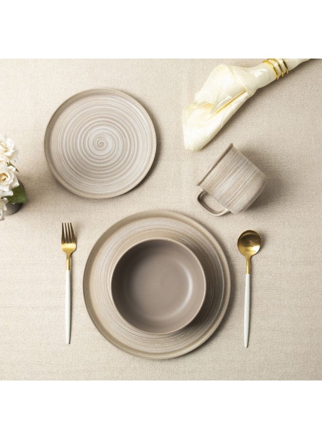 DANUBE HOME Youthful Bite 16-Piece Stoneware Dinner Set – Elegant & Durable Tableware for 4, Microwave & Dishwasher Safe, Perfect for Casual & Formal Dining, Everyday Use & Special Occasions  - Image 1