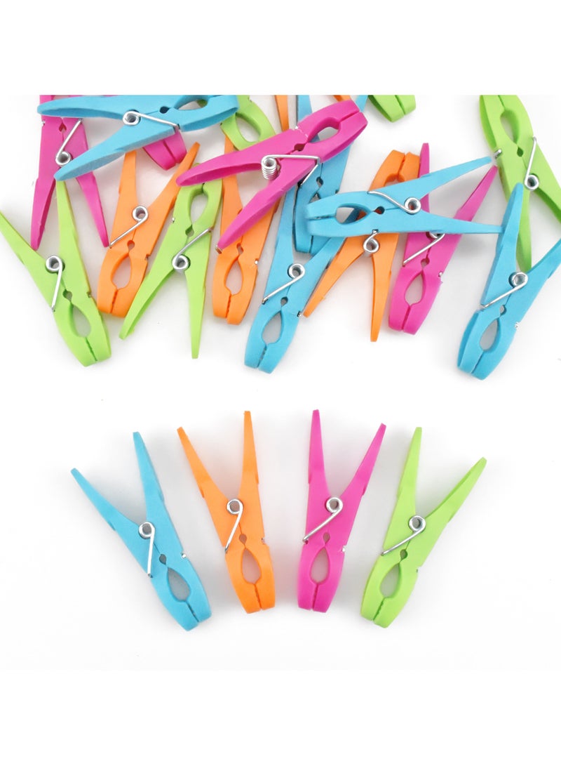 Clothespins 48-Pack Colorful Plastic Clothes Clips 7.3 cm, Ideal for Laundry, Sealing Clips  - Image 5