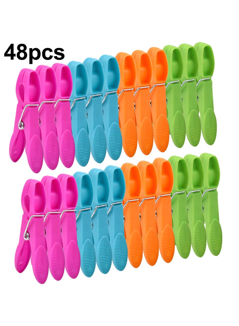 Clothespins 48-Pack Colorful Plastic Clothes Clips 7.3 cm, Ideal for Laundry, Sealing Clips  - Image 2