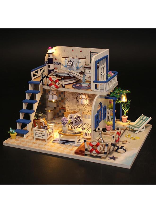 Bluejw DIY Cabin Handmade European-style Assembled House Villa Model Pink Attic Light Blue Coast Creative Women's Birthday Gift - Image 5