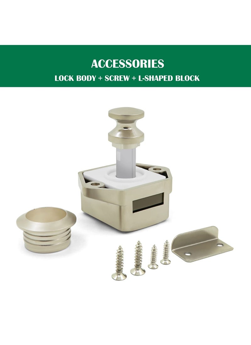 Keyless Push Cabinet Locks, 10 Packs Push Button Cabinet Knobs Keyless Push Button, Metal Push Button Cabinet Door Latch for RV Yachts Motorhome Camper Caravan