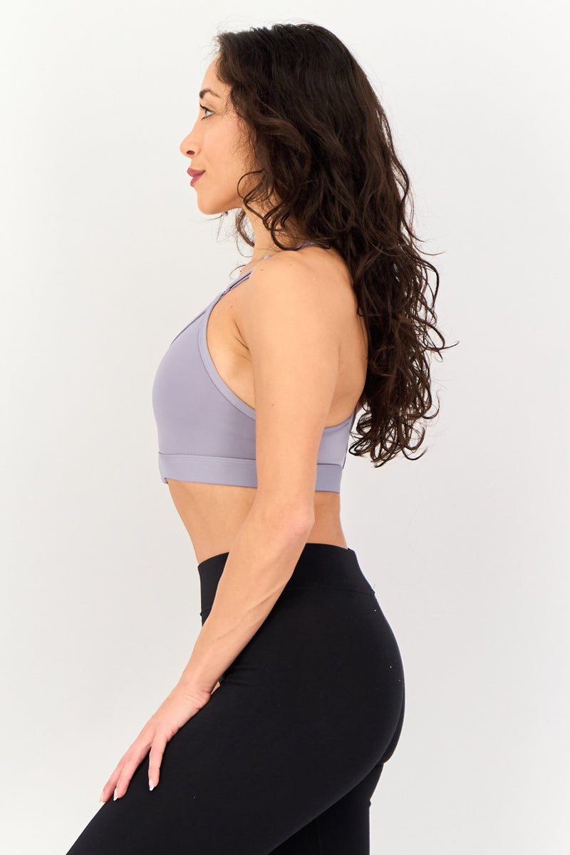 Nike Women Brand Logo Padded Training Sports Bra, Lavender - Image 4