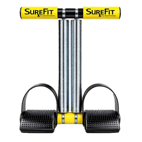 SUREFIT Double Spring Tummy Trimmer Heavy Duty With Comfortable Foam Grip Handle Full Body Workout Abdominal Exerciser Yellow/Black Standard Size - Image 1
