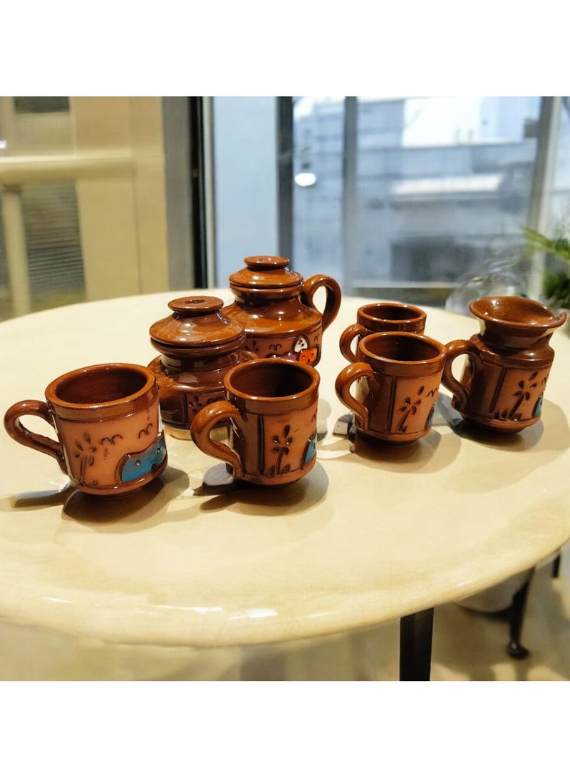 كلور زون بوتري طقم قهوه فخار طامي أسواني صناعة يدوية - Image 1