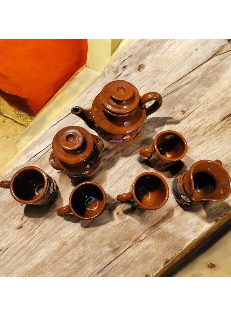 كلور زون بوتري طقم قهوه فخار طامي أسواني صناعة يدوية - Image 4