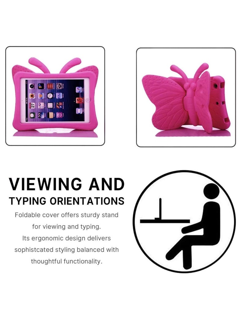 ELTRAZONE iPad 10.2 Case for Kids, iPad 8th 2020 Case, 3D Cute Cartoon Butterfly Cover Non-Toxic EVA Foam Wings Kickstand Kid-Proof Shockproof Bumper Girl Boy Gift for Apple iPad 7 8 Gen 10.2'' - Rose - Image 4