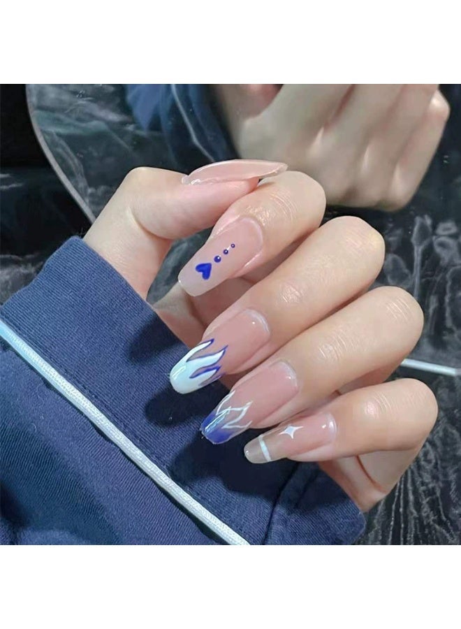 Goolsky Klein Blue Flame Heart Press-on Nails - Bold Fashion Statement for Special Occasions & Edgy Outfits - Image 1