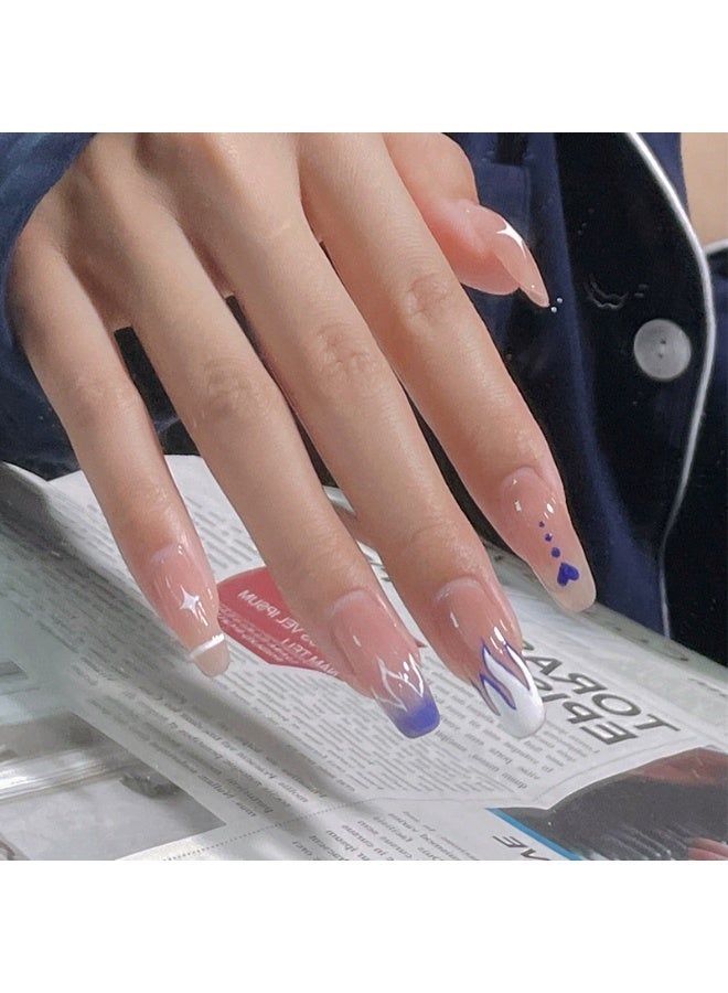 Goolsky Klein Blue Flame Heart Press-on Nails - Bold Fashion Statement for Special Occasions & Edgy Outfits - Image 4