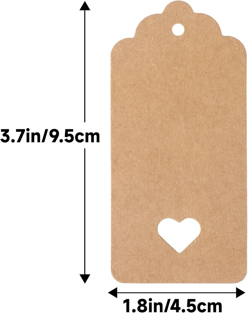 g2plus 100PCS Blank Gift Tags with String, Kraft Paper Hangtags, Hollow Heart Gift Tags, Wedding Favors Tags for Valentine's, Thanksgiving, Christmas - Image 2