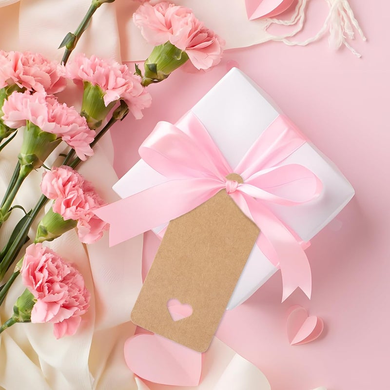 g2plus 100PCS Blank Gift Tags with String, Kraft Paper Hangtags, Hollow Heart Gift Tags, Wedding Favors Tags for Valentine's, Thanksgiving, Christmas - Image 4