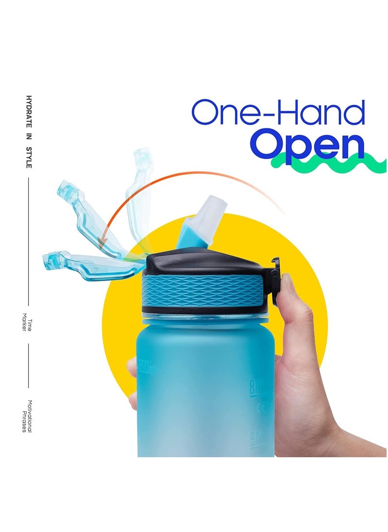 TYCOM Water Bottles 1L with Times to Drink and Straw, Motivational Water Bottle with Time Marker, Leakproof Drinking Sports Water Bottle for Fitness, Gym & Outdoor - Straw BluePurple  - Image 3