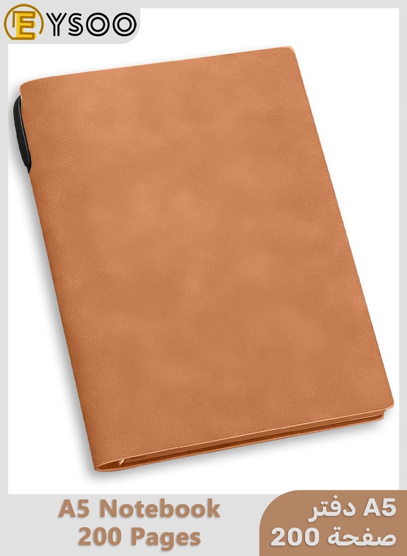 EYSOO A5 Lined Journal Notebook 200 Pages 80 GSM Journal Ruled Notebook for Office Home Business School Writing Note Taking (Brown) - Image 1