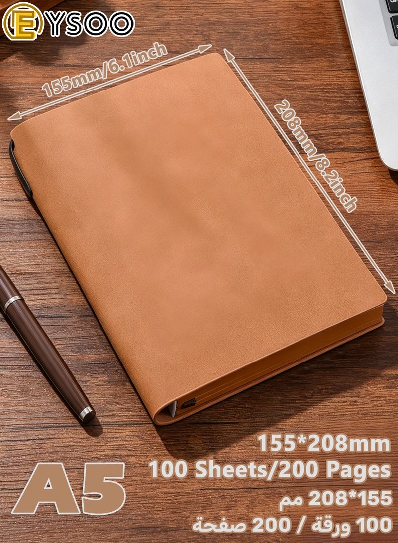 EYSOO A5 Lined Journal Notebook 200 Pages 80 GSM Journal Ruled Notebook for Office Home Business School Writing Note Taking (Brown) - Image 2