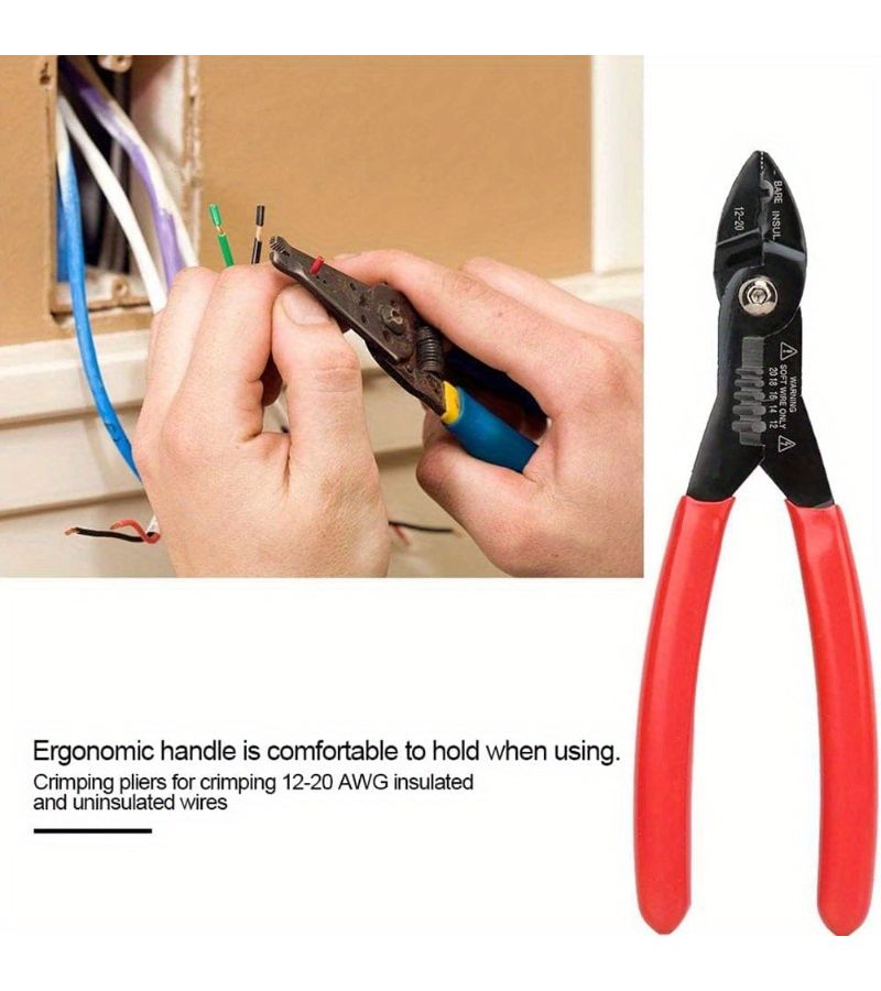 4 In 1 Multi Wire Stripper 12 20 AWG Electricians Cable Stripper Electrical Stripping Crimping Tool Red - Image 3