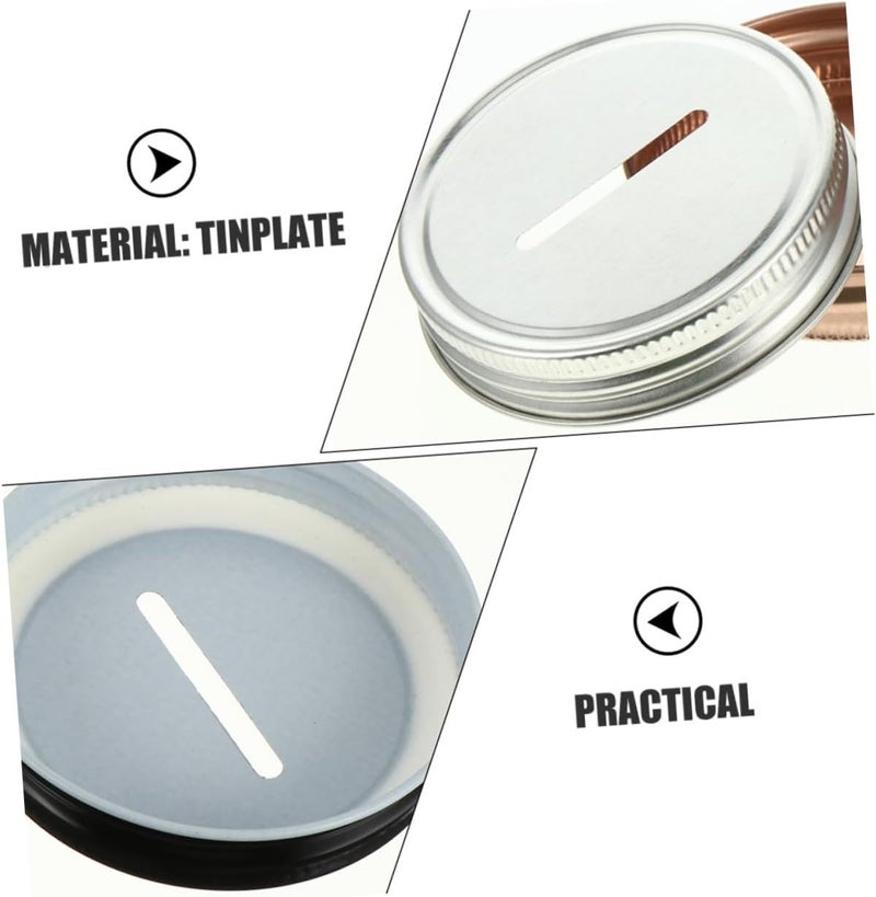 Homoyoyo 24pcs Wide Mouth Mason Jar Tinplate Lids with Keyhole Slot Reusable Sealing Covers for DIY Money Saving Jars Multi-color Gold Silver Black for Crafting and Storage - Image 3