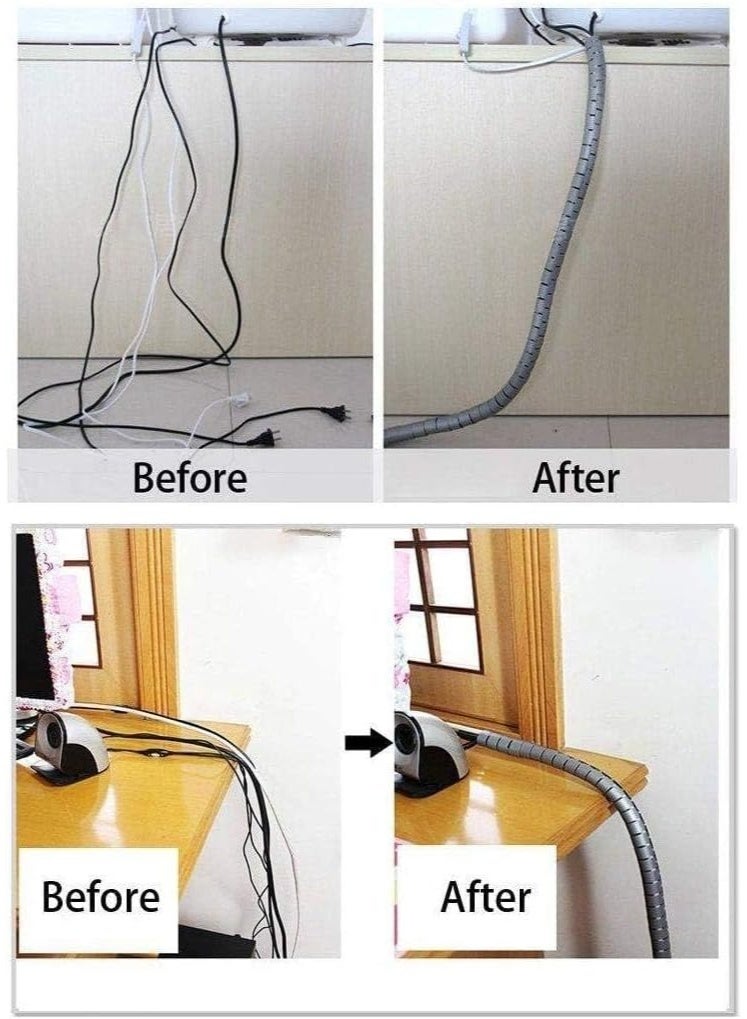 AKSONZ Cable Zipper Cord Organizer for Wire Management Flexible Sleeve for TV Computer Office Setup (Black) - Image 3
