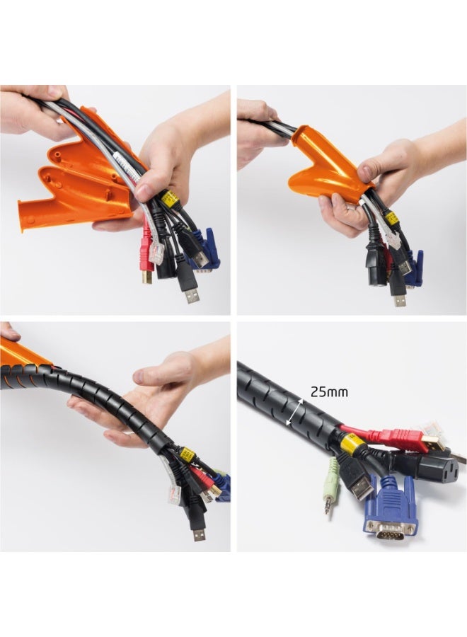 AKSONZ Cable Zipper Cord Organizer for Wire Management Flexible Sleeve for TV Computer Office Setup (Black) - Image 5
