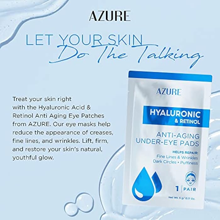 Azure Cosmetics Hyaluronic & Retinol Anti Aging Under Eye Pads- Moisturizing & Rejuvenating Eye Mask Patches - Reduces Fine Lines, Wrinkles, Dark Circles & Puffiness - Made in Korea - 5 Pairs - Image 3