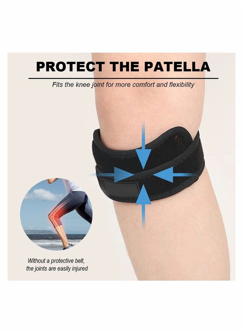 Generic - 4 Pcs Patella Tendon Knee Strap Knee Pain Relief Support Brace Patella Band Patella Knee Strap for Hiking Soccer Basketball Running Jumpers Knee Tennis Tendonitis Volleyball Squats - Image 1