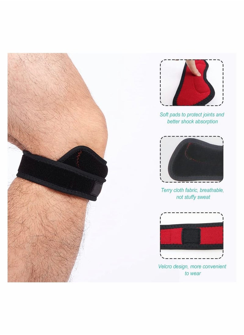 Generic - 4 Pcs Patella Tendon Knee Strap Knee Pain Relief Support Brace Patella Band Patella Knee Strap for Hiking Soccer Basketball Running Jumpers Knee Tennis Tendonitis Volleyball Squats - Image 1