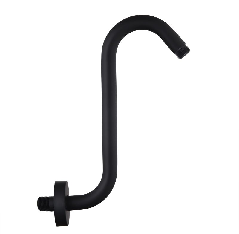 Enoughmen Shower Head Extension Arm,10 Inch High Rise Shower Arm with Flange,S" Shaped Shower Head Extension, Standard 1/2" Connection Matte Black Finish - Image 1