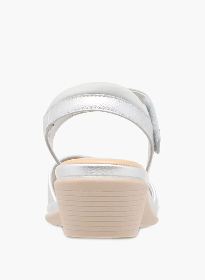 Le Confort Women's Solid Block Heel Sandals with Hook and Loop Closure