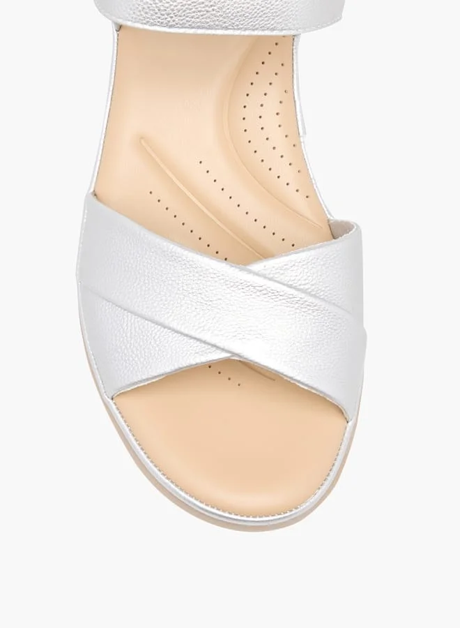 Le Confort Women's Solid Block Heel Sandals with Hook and Loop Closure