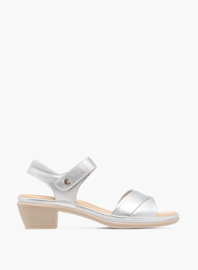 Le Confort Women's Solid Block Heel Sandals with Hook and Loop Closure