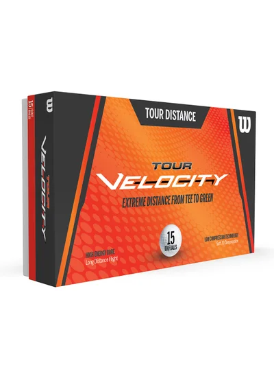 Wilson Tour Velocity Distance Golf Balls, Pack of 15 Balls - White
