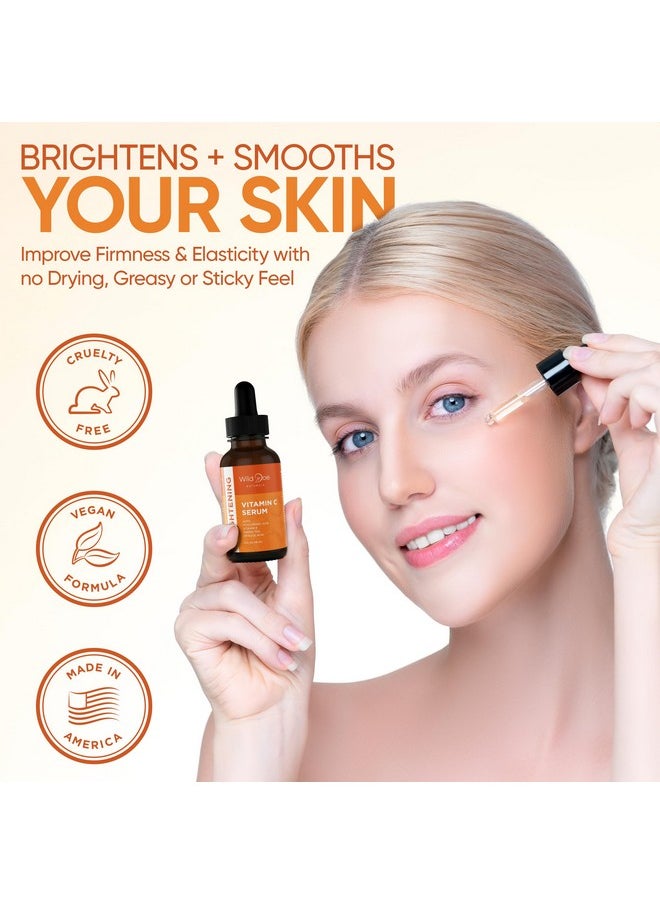 Wild Doe Naturals - Vitamin C Serum For Face With Hyaluronic Acid - Firming Anti Aging Serum, Pore Minimizer, Acne Scars And Dark Spot Remover For Face - Vitamin C Facial Serum + Ferulic Acid, Vitamin E, Green Tea -4 Oz - Image 1