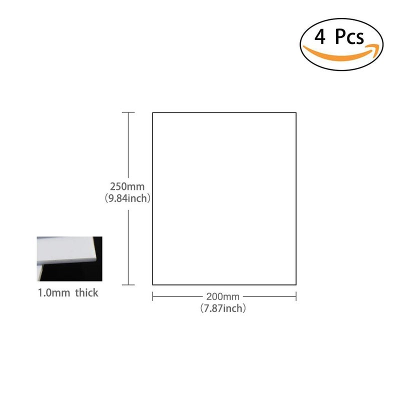 Evemodel ABS0910 4pcs 1mm Thickness 200mm x 250mm White Polystyrene Sheets 9.84'' x 7.87'' x 0.04'' ABS Styrene Sheets for Model Train Layout New (1mm) - Image 2