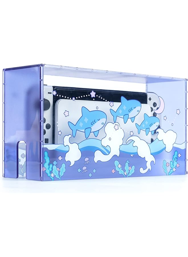 GEEKSHARE Cute Shark Acrylic Clear Dust Display Box Cover For Switch/Oled Dock Assemble Waterproof Cover Case Compatible With Switch/Oled Charging Dock Accessories - Image 1
