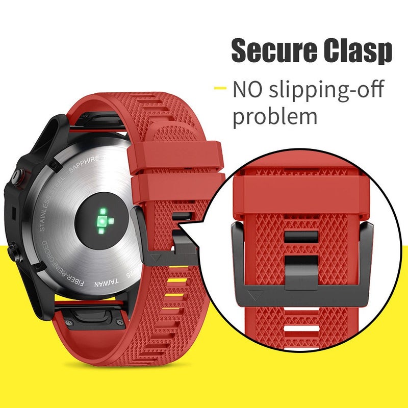 ANCOOL حزام ANCOOL لفينيكس 5/6/7 مقاس 22 مم من السيليكون الناعم متوافق مع Garmin Fenix 5 Plus/6 Pro/8 47 مم/7 Pro/Approach S60/S62 (أسود، أزرق، أحمر) - Image 5