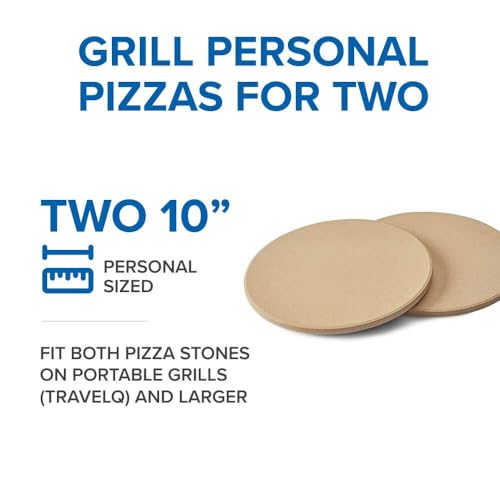 Napoleon Personal Sized Pizza Baking Stone Set - BBQ Grill Accessories, Two 10-inch Personal Pizza Baking Stones, Stone Oven Pizza, Pizzeria Results, Easy To Use, Use In BBQ Grill or Oven - Image 3
