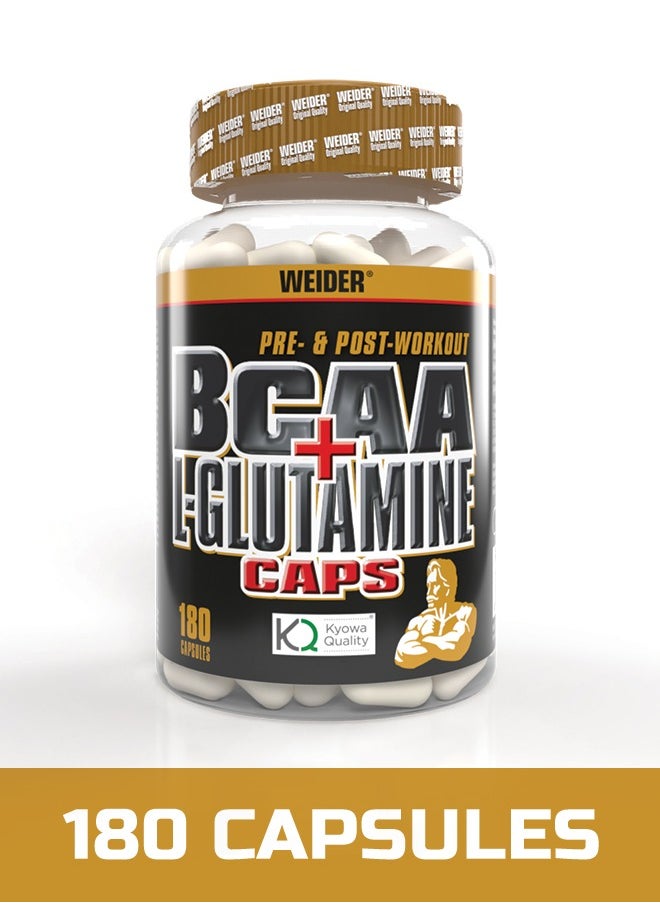 Weider - BCAA + Glutamine, Recovery, Strength, Endurance, 180 Capsules - Image 1