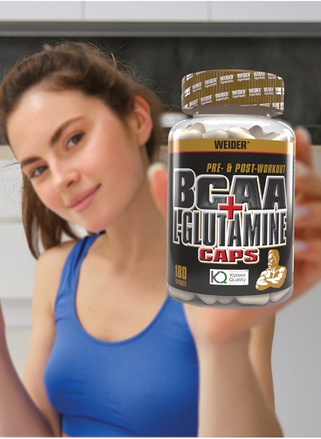 Weider - BCAA + Glutamine, Recovery, Strength, Endurance, 180 Capsules - Image 1