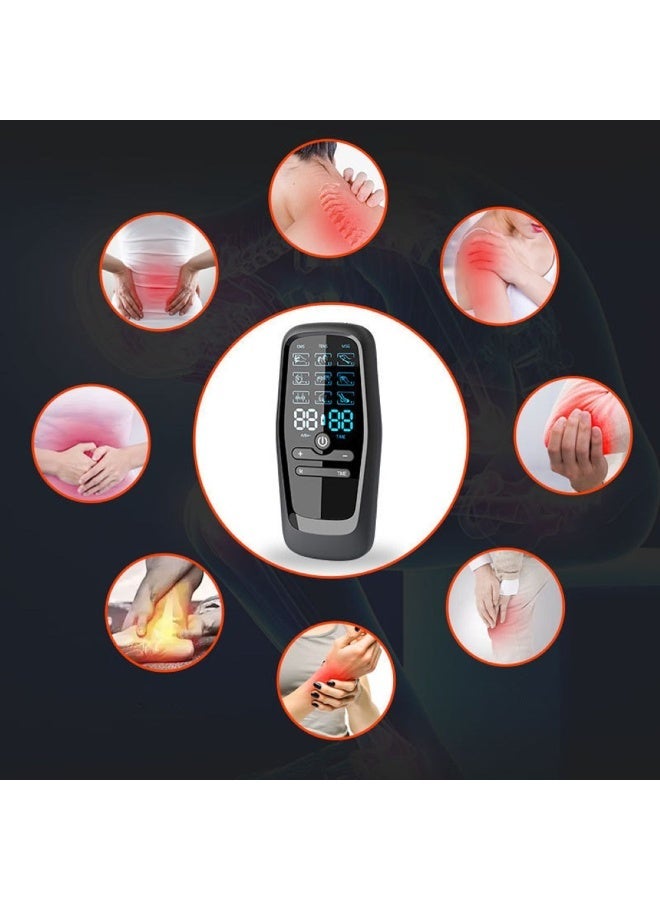 Sisily Microcurrent Neck Massager Device With 8 Electrode Pads, EMS TENS Pulse Stimulator, 9 Modes, 20 Intensity Levels, USB Rechargeable, Portable Muscle Relaxation Massager For Neck Back Arms Legs Abdomen - Black - Image 3