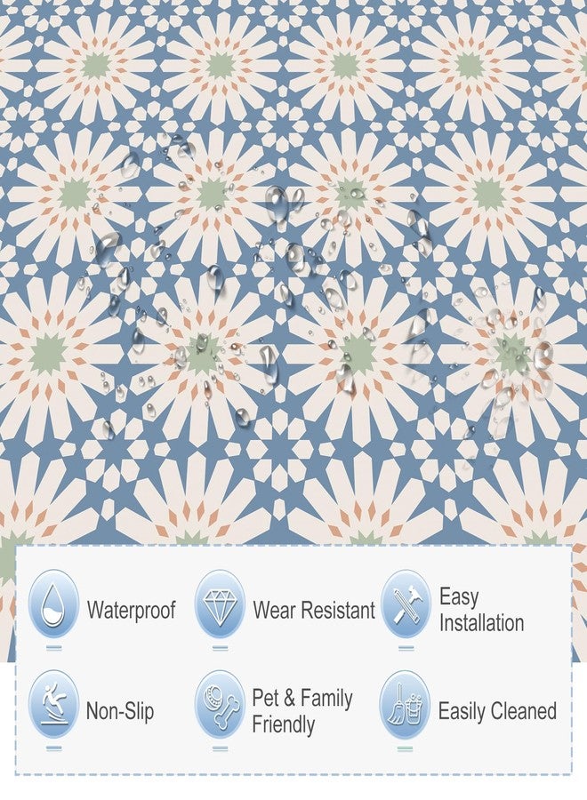 MORCART Peel and Stick Floor Tile - 20 PCS, 7.87" x 7.87" Vinyl Flooring - Waterproof Self-Adhesive Tile Sticker for Wall Backsplashes, Bathroom, Kitchen - Blue and White Floral Look - Image 3
