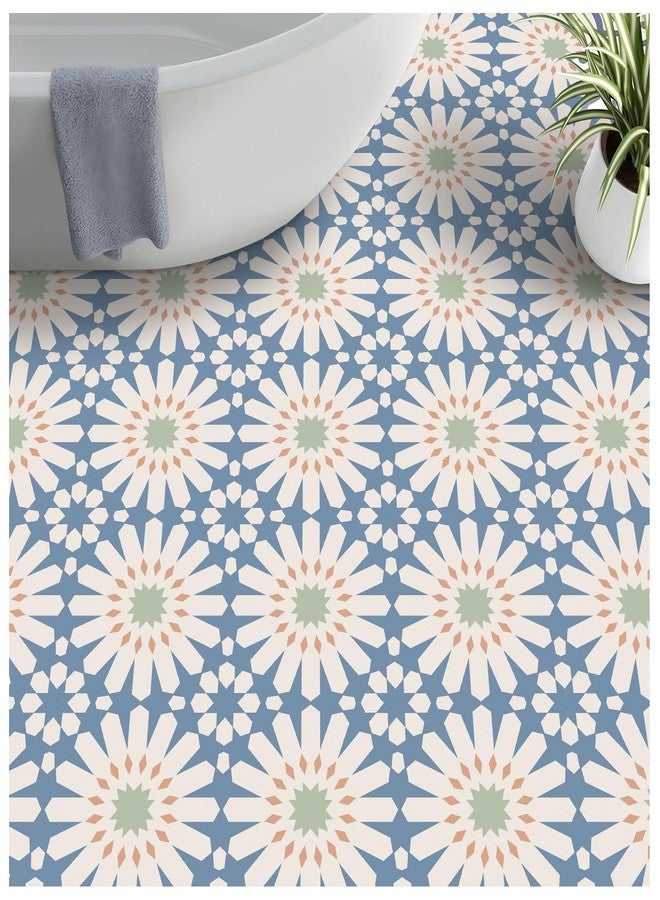 MORCART Peel and Stick Floor Tile - 20 PCS, 7.87" x 7.87" Vinyl Flooring - Waterproof Self-Adhesive Tile Sticker for Wall Backsplashes, Bathroom, Kitchen - Blue and White Floral Look - Image 1