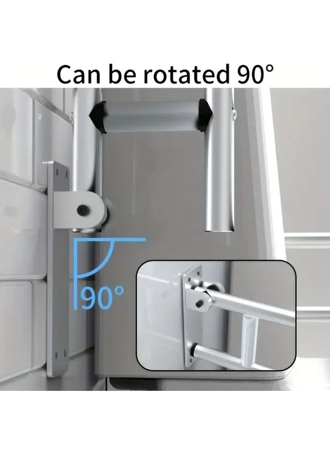 1pc Adjustable Aluminum Bathroom Safety Grab Bar Silvery Single Sided Foldable Anti Slip Shower Handle Medical Grade Sturdy Support for Elderly Disabled Easy Installation Toilet Shower Use - Image 4