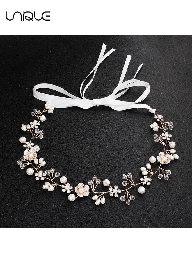 Unique Wedding Hair Accessories for Kids, Princess Headpiece White Flower Headband Pearl Hair Dress for Girl and Flower Girls Lovely Bridal Wedding Hair Band  - Image 5