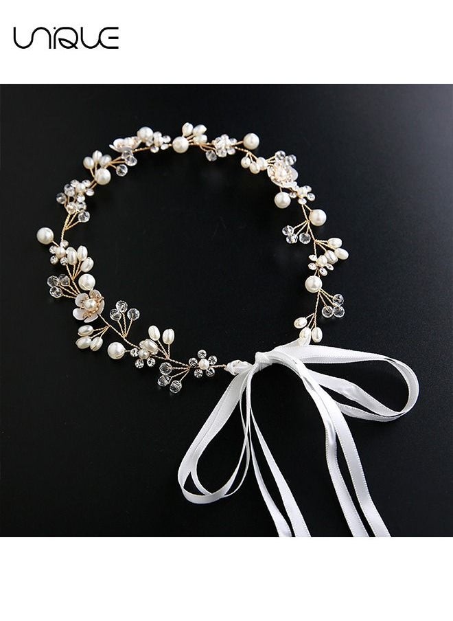 Unique Wedding Hair Accessories for Kids, Princess Headpiece White Flower Headband Pearl Hair Dress for Girl and Flower Girls Lovely Bridal Wedding Hair Band  - Image 4