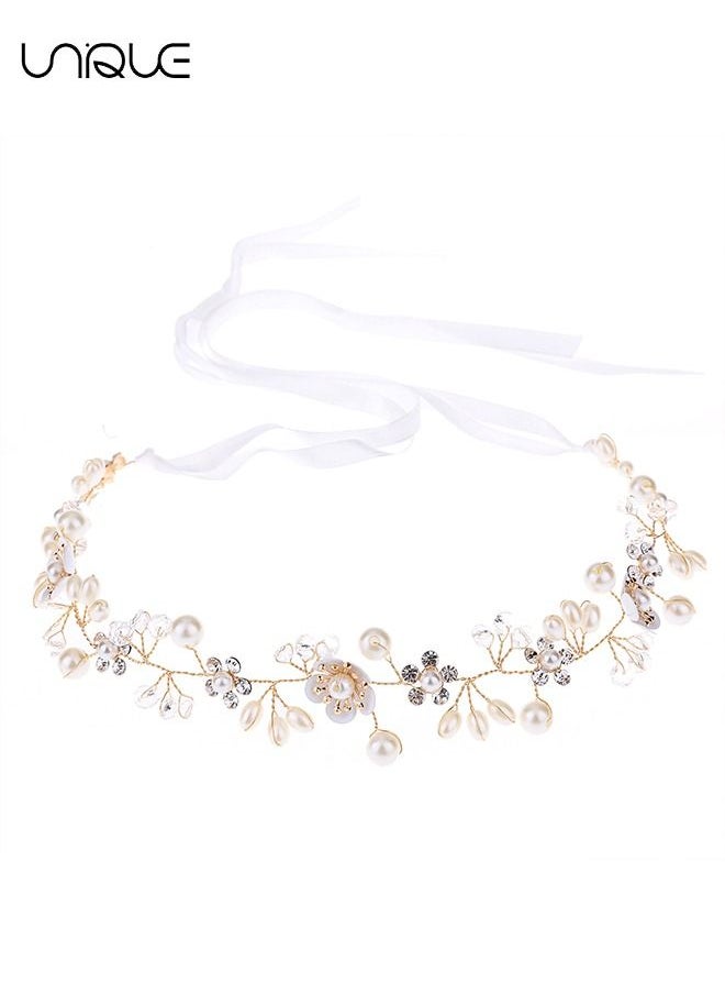 Unique Wedding Hair Accessories for Kids, Princess Headpiece White Flower Headband Pearl Hair Dress for Girl and Flower Girls Lovely Bridal Wedding Hair Band  - Image 2