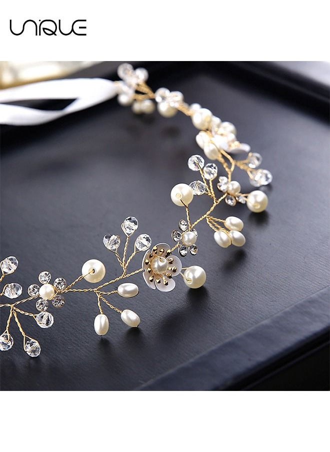 Unique Wedding Hair Accessories for Kids, Princess Headpiece White Flower Headband Pearl Hair Dress for Girl and Flower Girls Lovely Bridal Wedding Hair Band  - Image 3