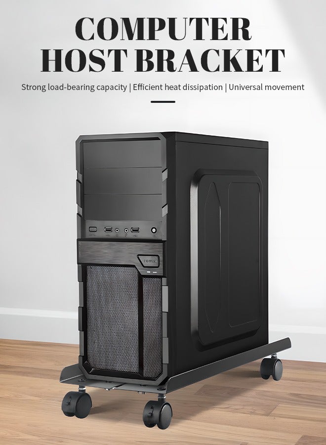 حامل وحدة المعالجة المركزية المحمول، حامل برج الكمبيوتر مع عجلات دوارة 360 درجة، حامل كمبيوتر ألعاب معدني مع حواف واقية وفتحات تهوية لتبديد الحرارة، قوي ومتين، مناسب للمكتب والمنزل والمدرسة - Image 2