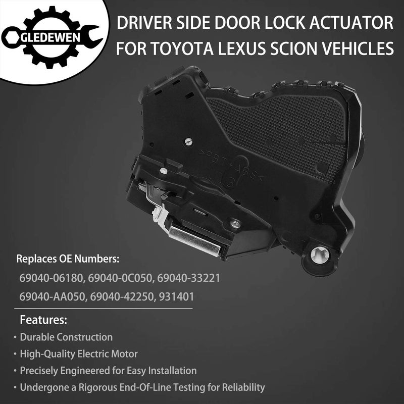 Gledewen Door Lock Actuator Motor Front Left Driver Side | for Toyota 4Runner Camry Tundra Sequoia, Lexus ES350 GS350 LS460 RX450h, Scion tC xB xD | Replaces# 69040-0C050, 69040-06180, 931-401 - Image 2