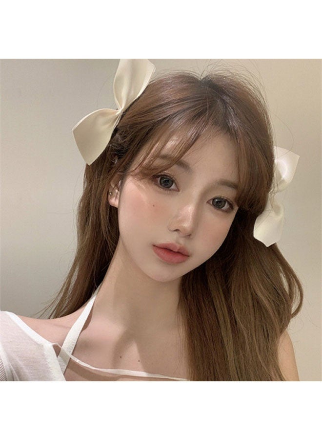 Side Hair Clips Bow ，Satin Ribbon Hair Clips for Women Girls， Hair Accessories Red Black Bowknot Hairpin， Hair Bow Side Clips (3 Pairs-Black 1,White 1,Red 1) - Image 5