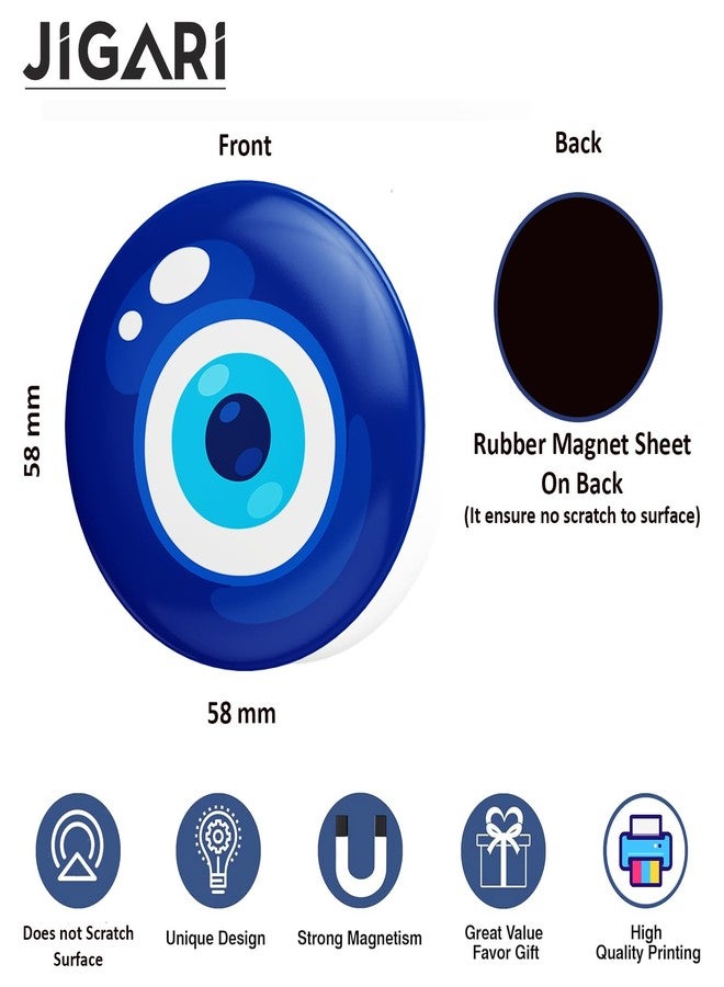 JIGARI Evil Eye Fridge Magnet | 58mm Magnet for Fridge, Wardrobe, Office Cabinet | Protective Symbol for Home, Office & Kitchen Décor | Unique Gift Idea (Evil Eye - 01 (P43)) - Image 2