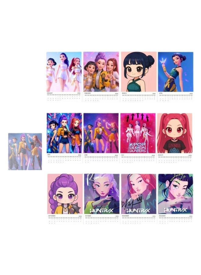 عام كيبوب شيطان هنتر 2026 مكتب التقويم هدية لفائف مكتب التقويم الكرتون الطرفية التقويم - Image 2